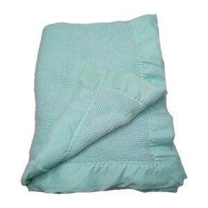 Baby Morgan Style Waffle Knit Nylon Satin Trim NO Tag Vintage USA Made AQUA